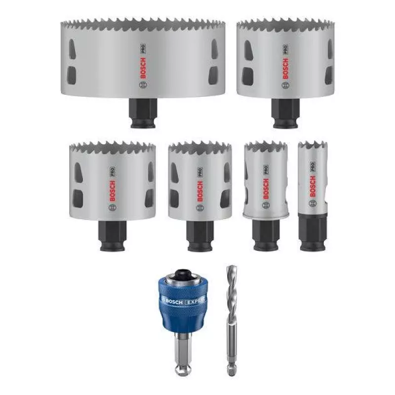 Bosch Progressor medienos ir metalo kiaurymių pjūklų rinkinys, 7 dalių, 20-114 mm skersmens, Power Change velenas, HSS bi-metalas, su dėklu 2608594431
