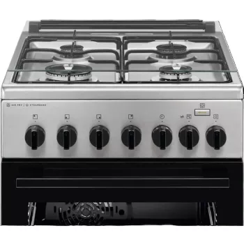 Electrolux LKK560010X 600 Series laisvai stovinti dujinė viryklė su elektrine orkaite, juoda, 50 cm