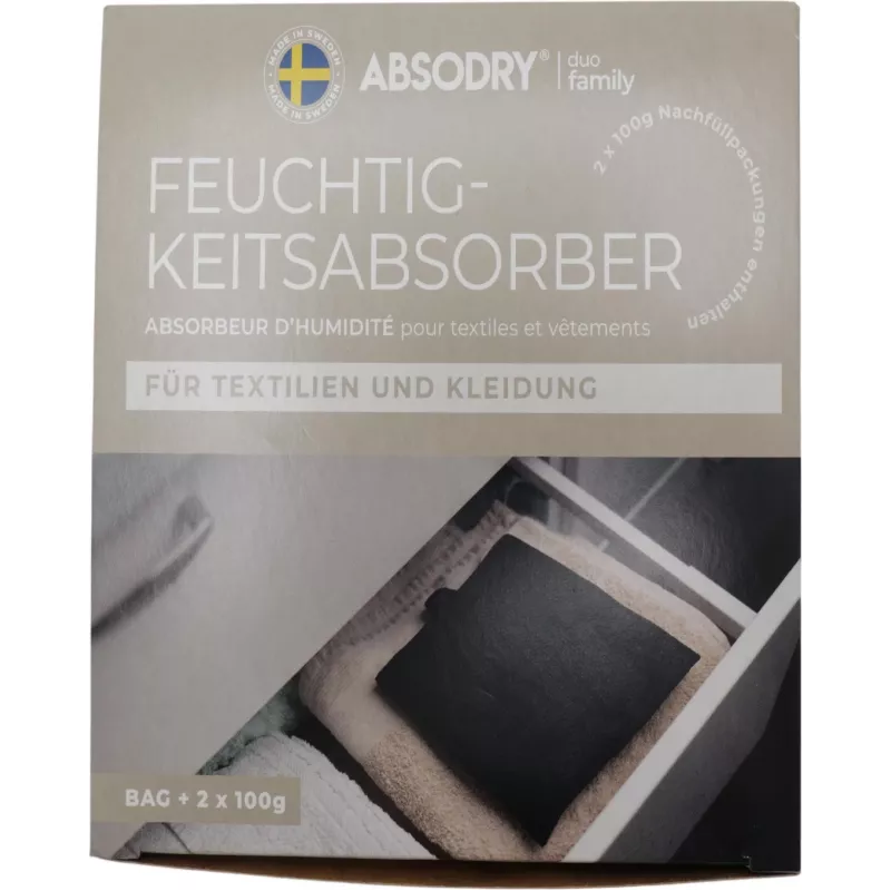 Absodry Duo Family drėgmės surinkėjas drabužiams ir tekstilei, 2x 100 g (220-dft-e8)
