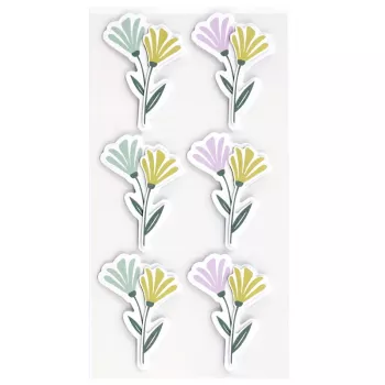 Artoz 3D gėlių popieriniai lipdukai, 6 vnt., savaiminio klijavimo, įvairūs gėlių dizainai, skirta rankdarbiams, scrapbooking, atvirukų kūrimui, dekoravimui, įvairiaspalviai, matinio paviršiaus 185600-222