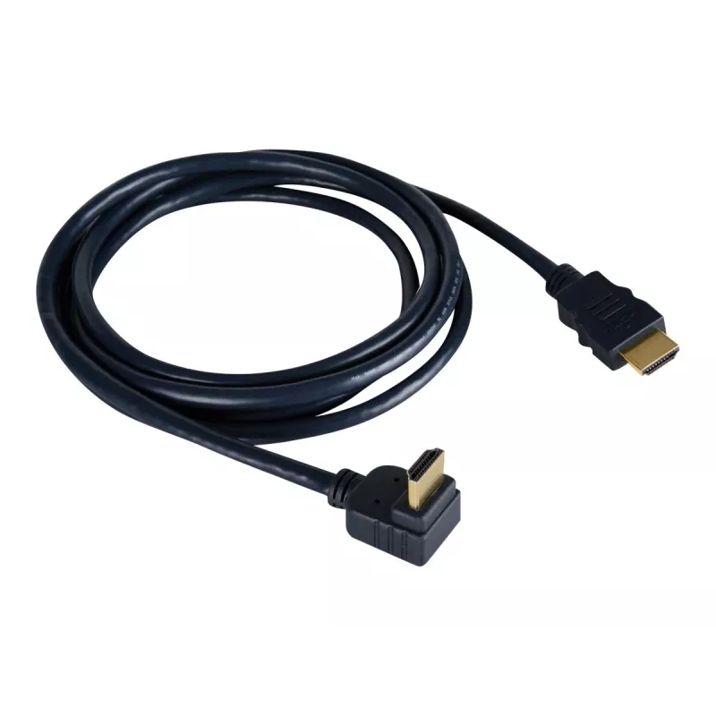 Kramer C-HM/RA-6 didelės spartos HDMI kabelis su Ethernet, HDMI male į HDMI male kampu, 1,8m, trigubai ekranuotas, pilkas, 4K palaikymas 97-0143006