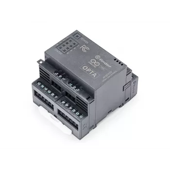 Arduino Opta analoginio išplėtimo modulis AFX00007 - 4 konfigūruojami analoginiai įėjimai, 2 analoginiai išėjimai, 12-24 VDC, DIN bėgelis