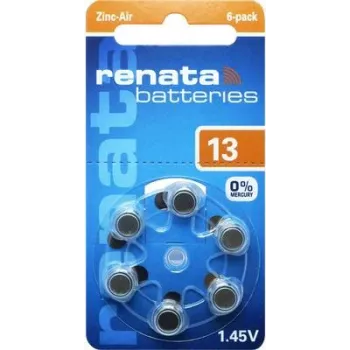 Renata ZA13.DP6 0HG cinko-oro baterijos PR48, 1,4 V, 305 mAh, 6 vnt.