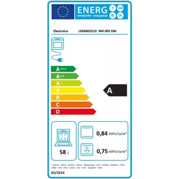 Electrolux LKK660221X laisvai stovinti viryklė su dujine kaitlente ir elektrine orkaite, anti-fingerprint nerūdijantis plienas, 60 cm
