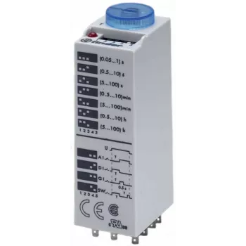 Finder 85.03.0.125.0000 daugiafunkcis laiko relė, 1 CO 16A, 12-24V AC/DC, 0,05s-100h, DIN bėgelis
