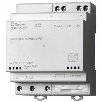 Finder 78.36.1.230.2402 Impulsinis maitinimo šaltinis 36W 24V DC 1.5A DIN bėgiui