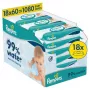 Pampers Aqua šlapios servetėlės kūdikiams, 18 pakelių po 60, 1080 vnt., 99% gryno vandens, bekvapės