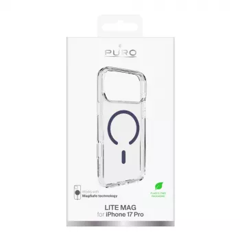PURO Icon MagSafe permatomas dėklas Apple iPhone 17 Pro - permatoma mėlyna