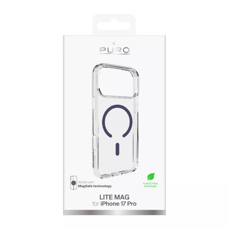 PURO Icon MagSafe permatomas dėklas Apple iPhone 17 Pro - permatoma mėlyna