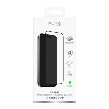 PURO grūdinto stiklo ekrano apsauga su rėmeliu ir uždėjimo aplikatoriumi, skirta Apple iPhone Air, skaidri (PUSDGFRAIPHONE1766)