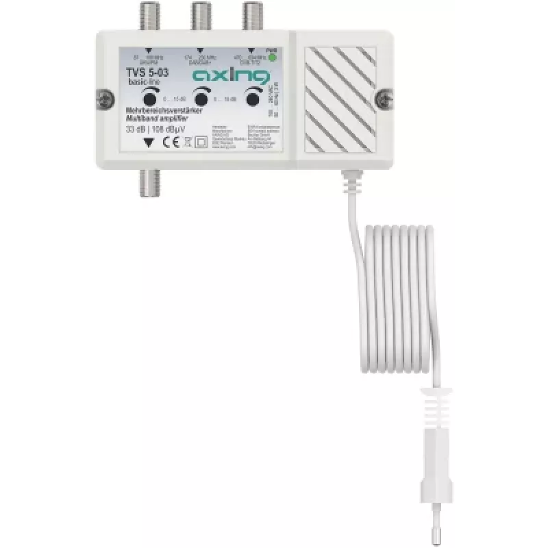 AXING TVS 5-03 daugiajuostis stiprintuvas 33 dB, 3 įėjimai FM/DAB/DAB+/DVB-T2