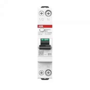 ABB DS301CA-B13/0.03 RCBO 1P+N 13A B kreivė 30mA 6kA Type A 2CSR255163R1135