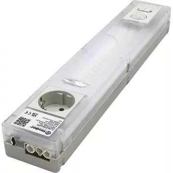 Finder LED valdymo spintos šviestuvas su Schuko lizdu, 6W, 1000lm, 4000K, baltas/permatomas, 360mm 7L.55.8.230.4200
