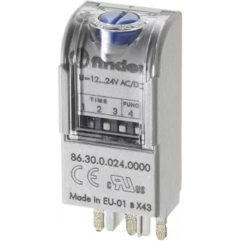 FINDER 86.30 Daugiafunkcis laiko relės modulis, 24V AC/DC, 1 CO 16A, 8 funkcijos, 0,05s-100h 863000240000T