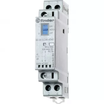 Finder 22.32.0.230.4540 instaliacinis kontaktorius 230V AC/DC, 1NO+1NC, LED, 25A, DIN bėgiui