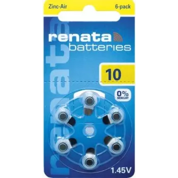 Renata ZA10 cinko-oro PR70 baterija klausos aparatams 105 mAh 1,4 V, 6 vnt. ZA10.DP6 0HG
