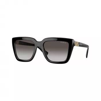 Vogue VO5575SBW448G moteriški akiniai nuo saulės, kvadratinis acetatinis rėmelis, juodi, pilki gradientiniai stiklai, 55mm