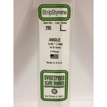 Evergreen polistireno L profilis 350 x 4 x 4 mm, 3 vnt., baltas