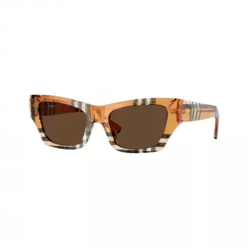 Burberry BE4441U414673 moteriški kvadratiniai akiniai nuo saulės Havana su rudais gradientiniais lęšiais 52/19/140 mm