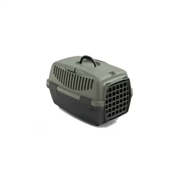 STEFANPLAST Gulliver 1 augintinio nešimo dėžė su plastikinėmis durelėmis 48x32x31 cm pilka/žalia