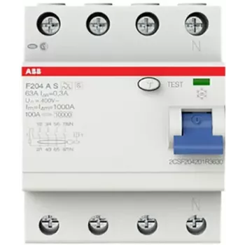 ABB F204AS-63/0.3 liekamosios srovės automatinis jungiklis 4P 63A 300mA Type A 2CSF204201R3630