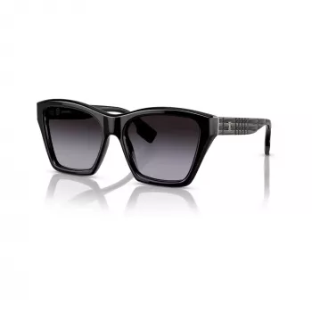 Burberry BE439130018G5 moteriški kvadratiniai acetatiniai akiniai nuo saulės, juodas rėmelis, pilkos gradientinės lęšiai, 54 mm