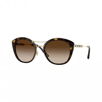 Burberry BE4251Q300213 moteriški katės akies formos akiniai nuo saulės, tamsiai havajos rėmelis, rudi gradientiniai lęšiai, 53mm