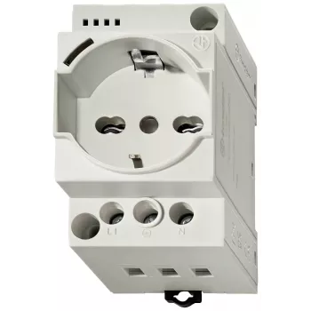 Finder 7U serijos valdymo spintos kištukinis lizdas, 230 V AC, 16 A, Schuko, DIN bėgio montavimas, pilkas (RAL 7035) 7U.00.8.230.0000