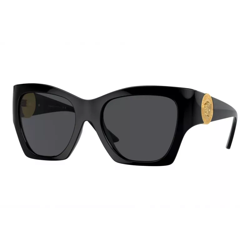 Versace VE4452 GB1/87 moteriški kačių akies formos akiniai nuo saulės, juodi/pilki, 54 mm