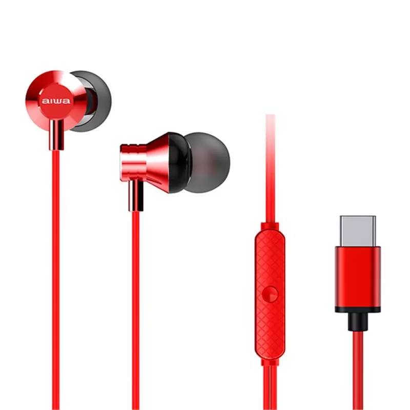 Ausinės AIWA ESTM-50USB-C/RD su mikrofonu, USB-C, raudonos