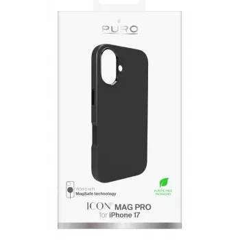 PURO Icon dėklas, skirtas Apple iPhone 17 Pro Max, juodas, suderinamas su MagSafe
