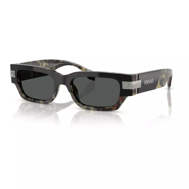 Versace moteriški akiniai nuo saulės VE4465-545687, juodas rėmelis, tamsiai pilki stiklai, 54 mm