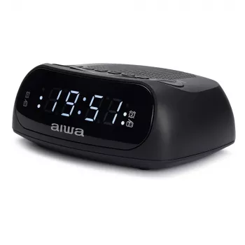 AIWA CR-09J FM radijo laikrodis su dvigubu žadintuvu, LED ekranu, juodas