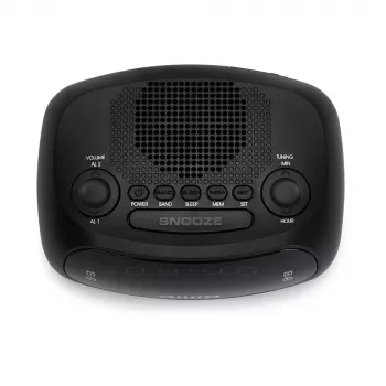 AIWA CR-09J FM radijo laikrodis su dvigubu žadintuvu, LED ekranu, juodas
