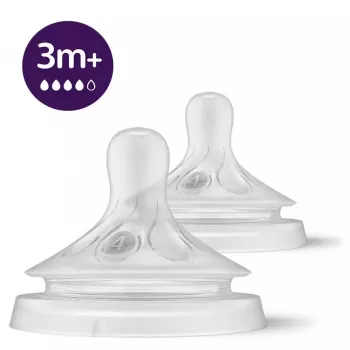 Philips Avent Natural Response buteliuko žindukai, greitas srautas, 3 mėn.+, 2 vnt., silikonas, permatomi