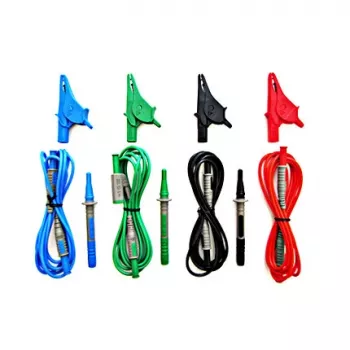 HT Instruments Universalus bandymo laidų rinkinys G3, CAT IV 600V / CAT III 1000V, 10A, 1,5 m silikoniniai laidai su zondais ir krokodilų spaustukais, raudoni/juodi 1006210