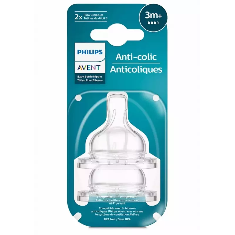Philips Avent Anti-colic silikoniniai žindukai, vidutinis srautas, 3 mėn.+, 2 vnt.