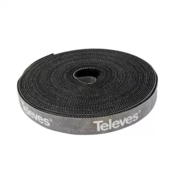 Televes KB 8 perrišamas kabliukų ir kilpų juostos ritinys, 8 mm x 10 m, juodas, daugkartinis 200101