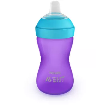 Philips AVENT My Grippy minkštas snapelis mokomasis puodelis 300 ml, 9m+, purpurinis