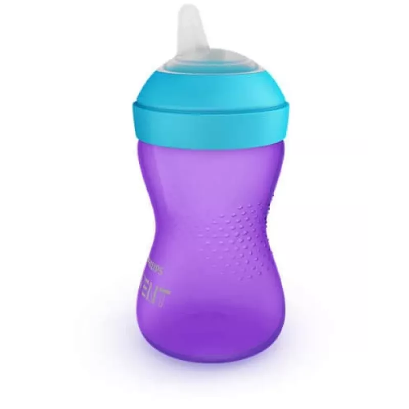 Philips AVENT My Grippy minkštas snapelis mokomasis puodelis 300 ml, 9m+, purpurinis