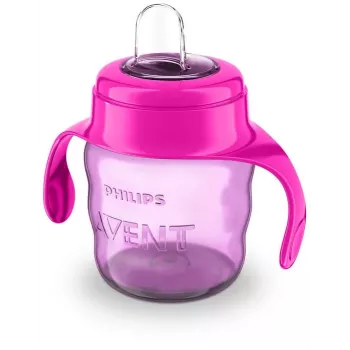 Philips AVENT Easy Sip mokomasis puodelis su rankenėlėmis, 6M+, 200 ml, silikoninis snapelis, rožinis