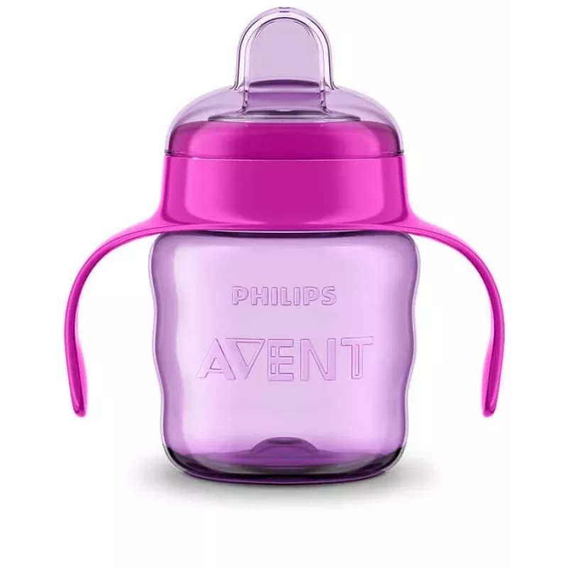 Philips AVENT Easy Sip mokomasis puodelis su rankenėlėmis, 6M+, 200 ml, silikoninis snapelis, rožinis