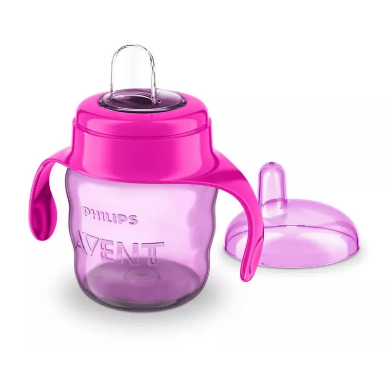 Philips AVENT Easy Sip mokomasis puodelis su rankenėlėmis, 6M+, 200 ml, silikoninis snapelis, rožinis