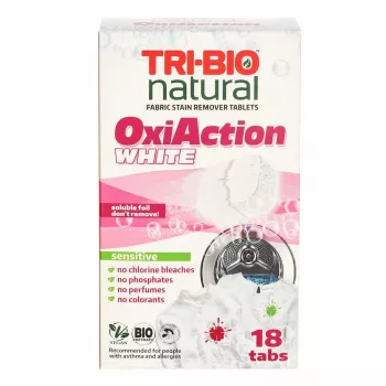 TRI-BIO Oxy-Action White skalbimo tabletės, 18 vnt.