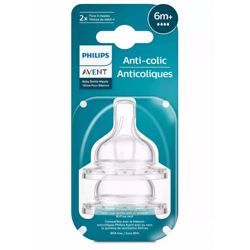 Philips Avent Anti-Colic silikoniniai žindukai, greitas srautas, 6 mėn.+, 2 vnt.