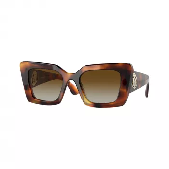 Burberry BE4344-3316T5 moteriški katės akies formos akiniai nuo saulės, Havanos rėmelis, rudi gradientiniai stiklai, 51/20/140 mm