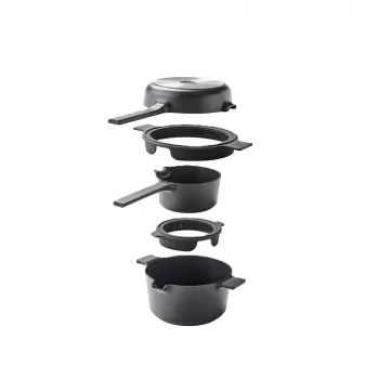 Brabantia visų viename puodų ir keptuvių rinkinys, juodas