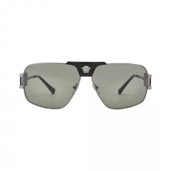 Versace VE2251-1001-2 vyriški akiniai nuo saulės Pilot Aviator juodas rėmelis pilki lęšiai 63mm