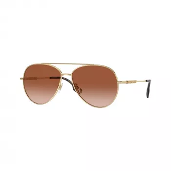 Burberry BE3147-110913 moteriški katės akies formos akiniai nuo saulės, šviesiai aukso spalvos rėmeliai, rudi gradientiniai lęšiai, 58 mm