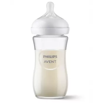 Philips AVENT Natural Response stiklinis kūdikių buteliukas 240 ml, vidutinio srauto žindukas, nuo 1 mėn.